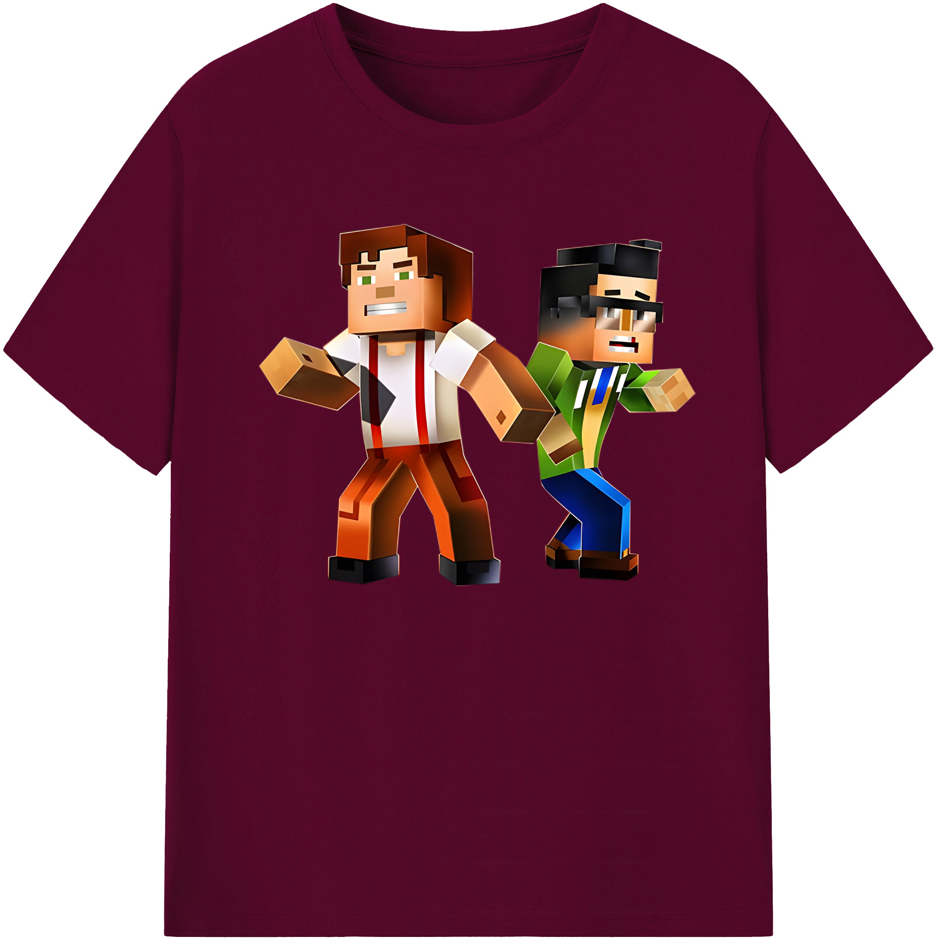 （画像用） マインクラフト ブロックの世界 Minecraft MC Block world レディースカジュアルプリントTシャツ（綿100％）